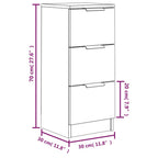 Aparador de madera contrachapada blanco 30x30x70 cm