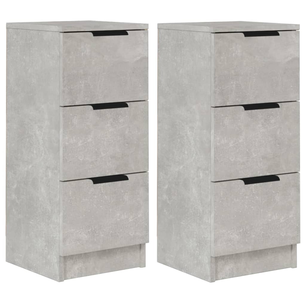 Aparador 2 uds madera contrachapada gris hormigón 30x30x70 cm