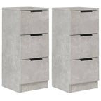 Aparador 2 uds madera contrachapada gris hormigón 30x30x70 cm