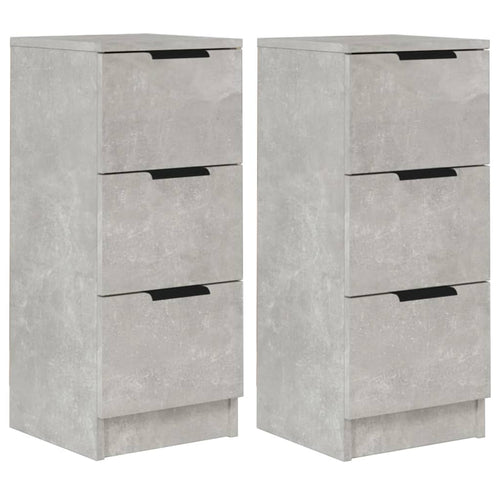 Aparador 2 uds madera contrachapada gris hormigón 30x30x70 cm
