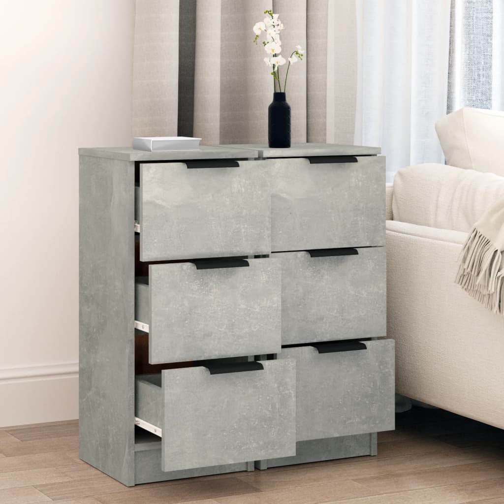 Aparador 2 uds madera contrachapada gris hormigón 30x30x70 cm