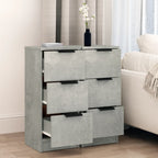 Aparador 2 uds madera contrachapada gris hormigón 30x30x70 cm