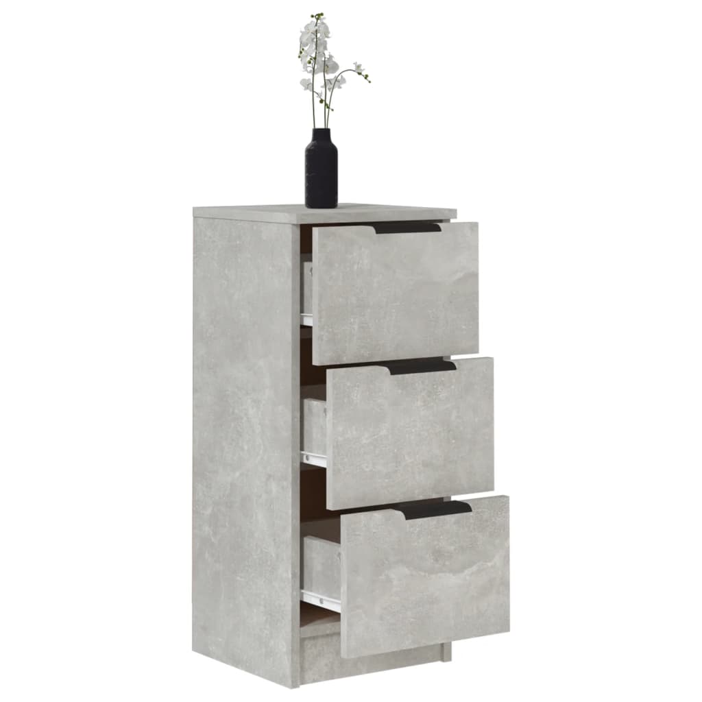 Aparador 2 uds madera contrachapada gris hormigón 30x30x70 cm