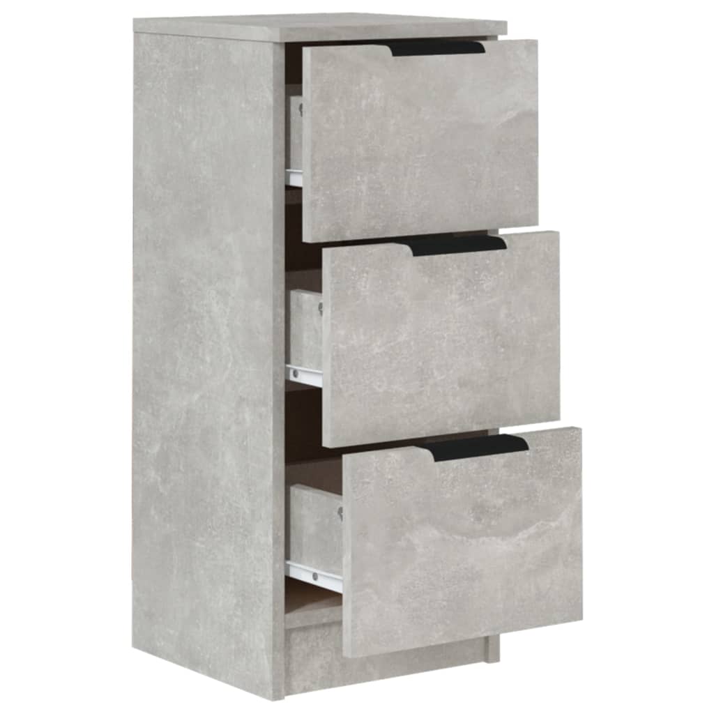 Aparador 2 uds madera contrachapada gris hormigón 30x30x70 cm