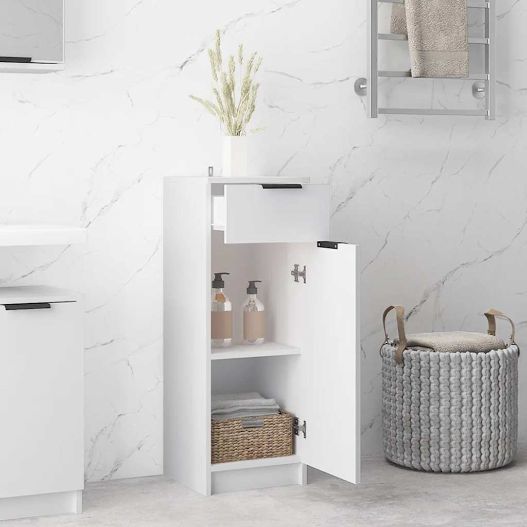 Armario de baño madera contrachapada blanco 32x33,5x90 cm