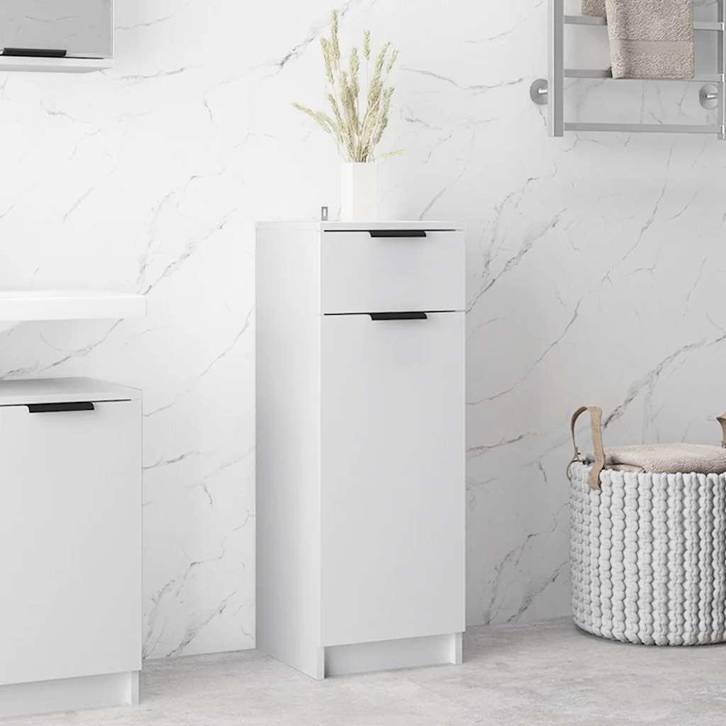 Armario de baño madera contrachapada blanco 32x33,5x90 cm