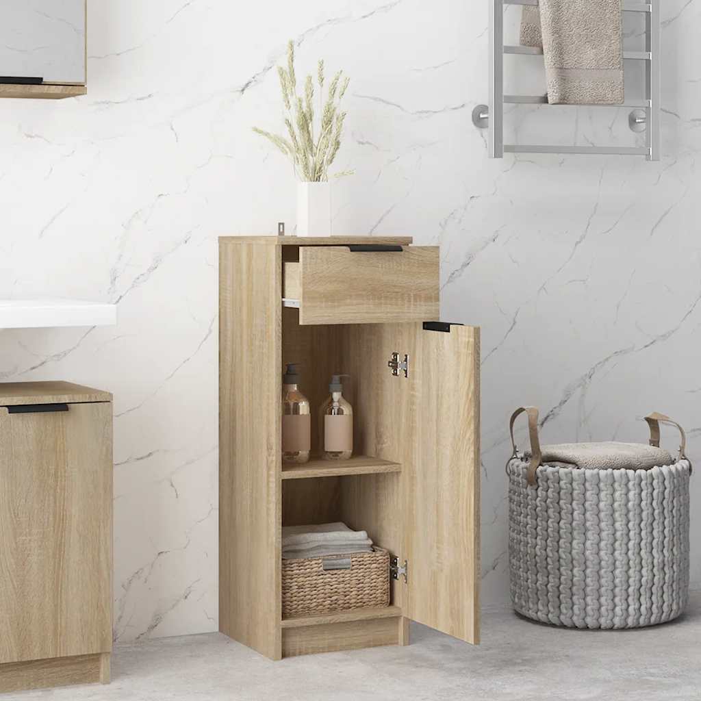 Armario de baño madera contrachapada roble Sonoma 32x33,5x90 cm