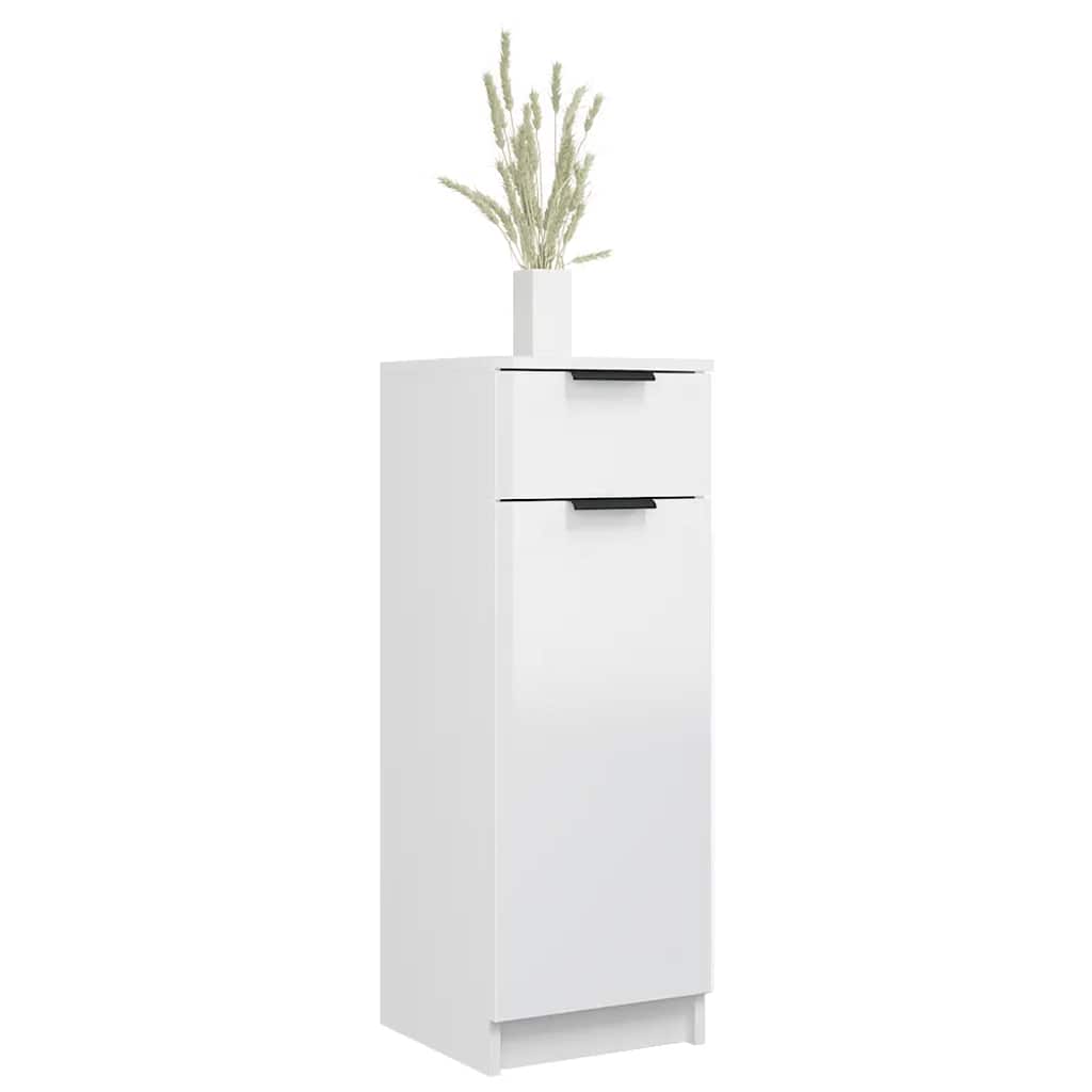 Armario de baño madera contrachapada blanco brillo 32x33,5x90 cm