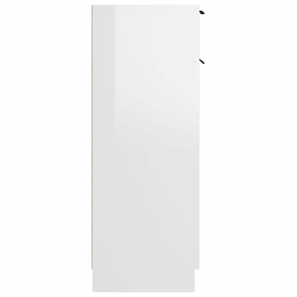 Armario de baño madera contrachapada blanco brillo 32x33,5x90 cm