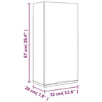 Armario de baño de pared blanco 32x20x67 cm