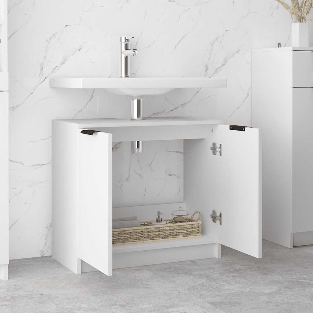 Armario de baño madera contrachapada blanco 64,5x33,5x59 cm