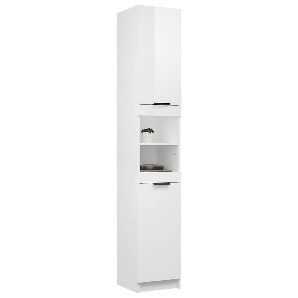 Armario de baño contrachapada blanco brillo 32x34x188,5cm