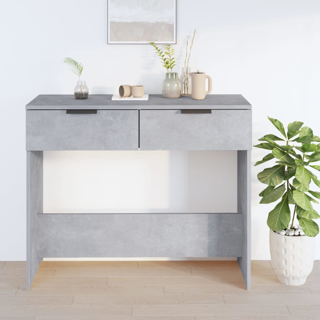 Mesa consola de madera contrachapada gris hormigón 90x36x75 cm