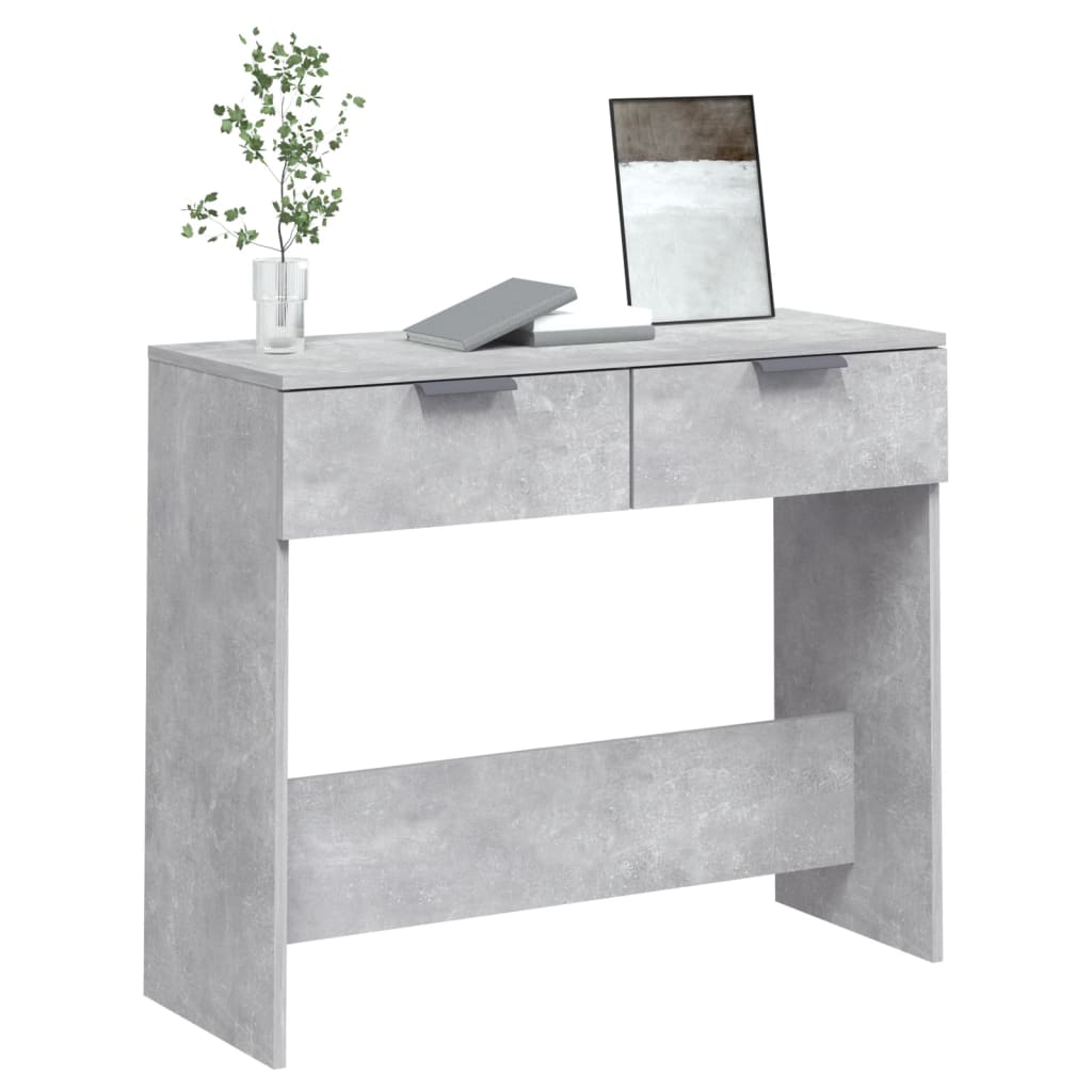 Mesa consola de madera contrachapada gris hormigón 90x36x75 cm
