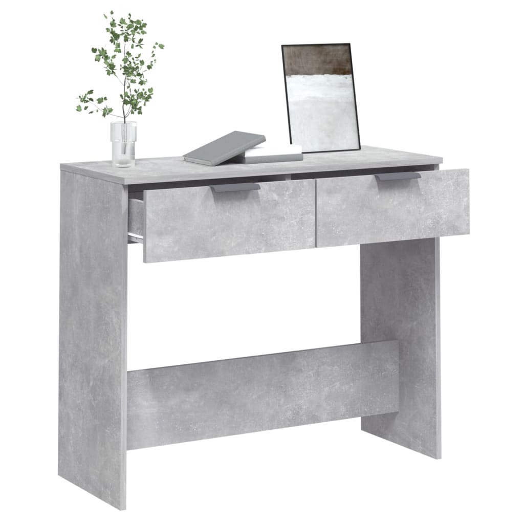 Mesa consola de madera contrachapada gris hormigón 90x36x75 cm