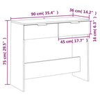 Mesa consola de madera contrachapada gris hormigón 90x36x75 cm