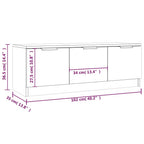 Mueble de TV madera contrachapada blanco 102x35x36,5 cm