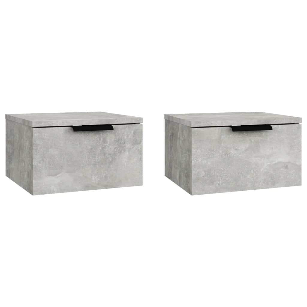 Mesita de noche de pared 2 uds color gris hormigón 34x30x20 cm