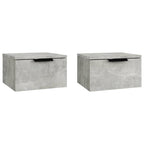 Mesita de noche de pared 2 uds color gris hormigón 34x30x20 cm