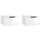 Mesitas de noche de pared 2 uds blanco brillo 34x30x20 cm