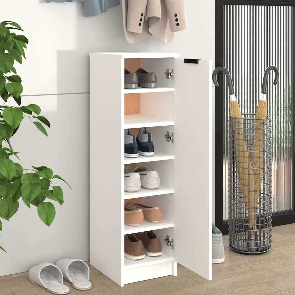 Zapatero de madera contrachapada blanco 30x35x100 cm