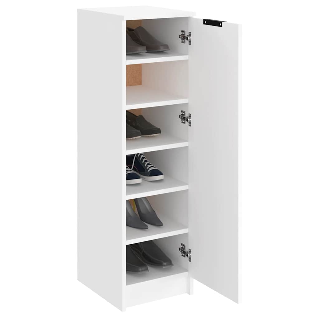 Zapatero de madera contrachapada blanco 30x35x100 cm