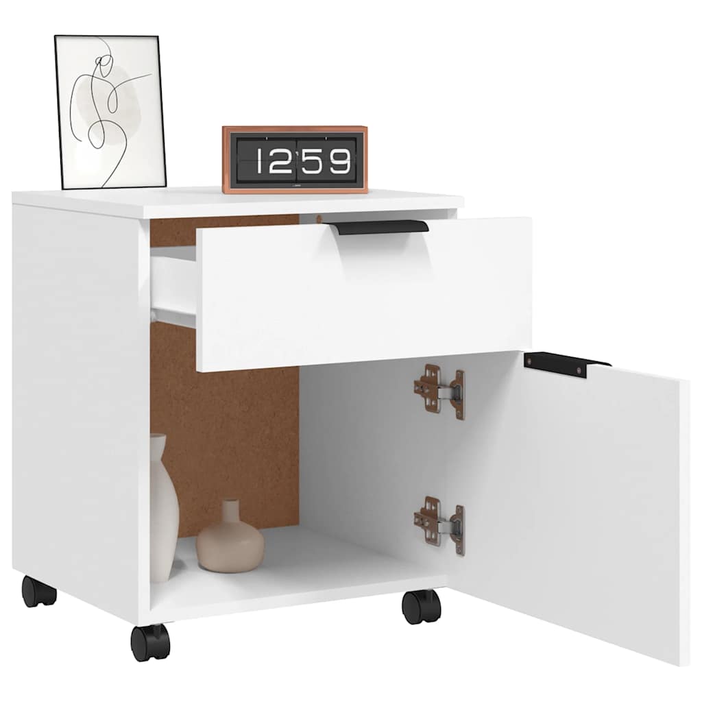 Archivador con ruedas madera contrachapada blanco 45x38x54 cm