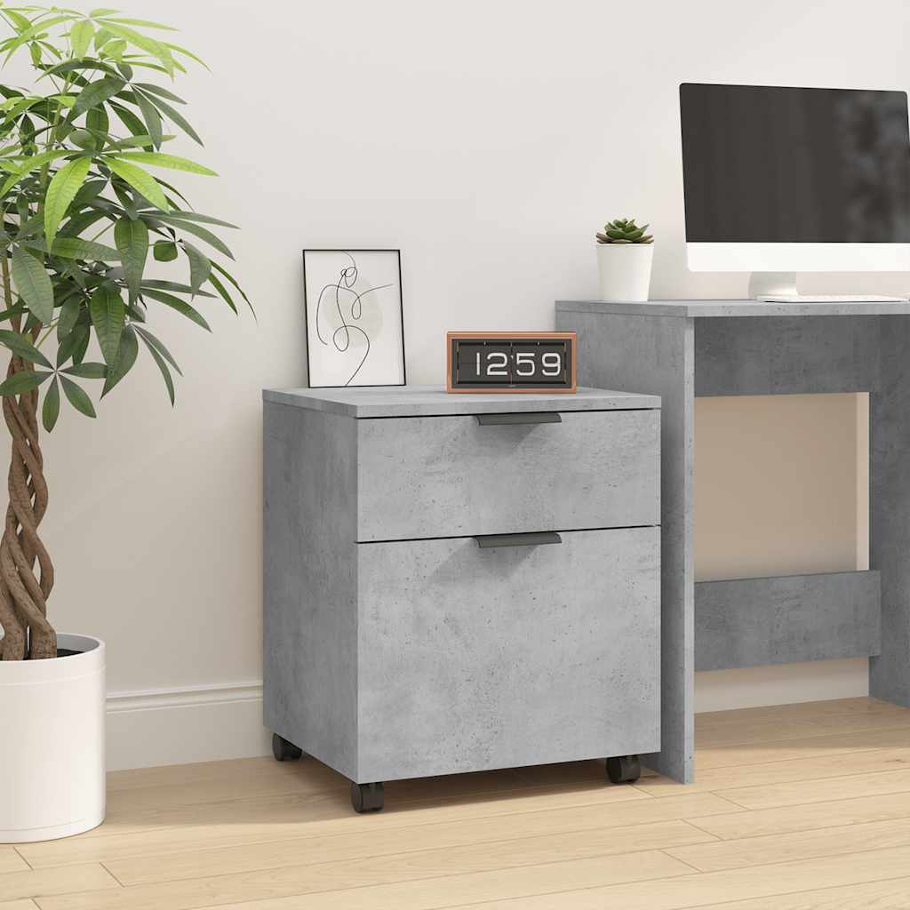 White Plywood Filing Cabinet with Wheels 45x38x54 cm