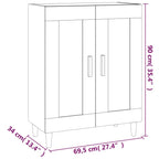 Aparador de madera contrachapada blanco 69,5x34x90 cm