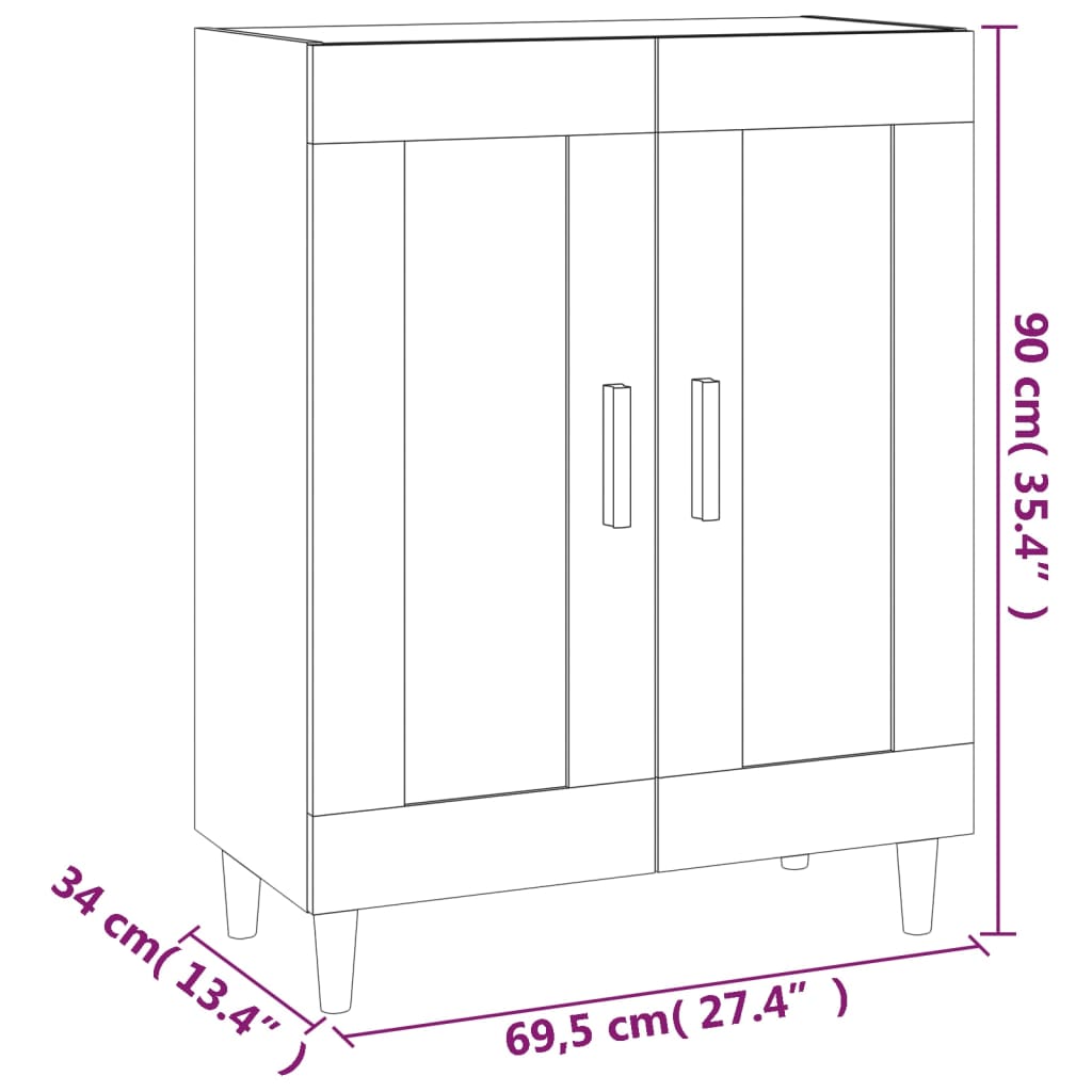 Aparador de madera contrachapada blanco 69,5x34x90 cm