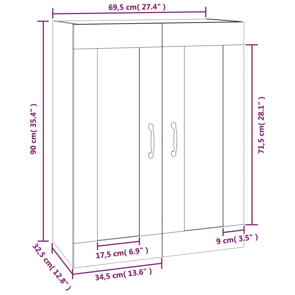 Armario colgante de pared blanco 69,5x32,5x90 cm