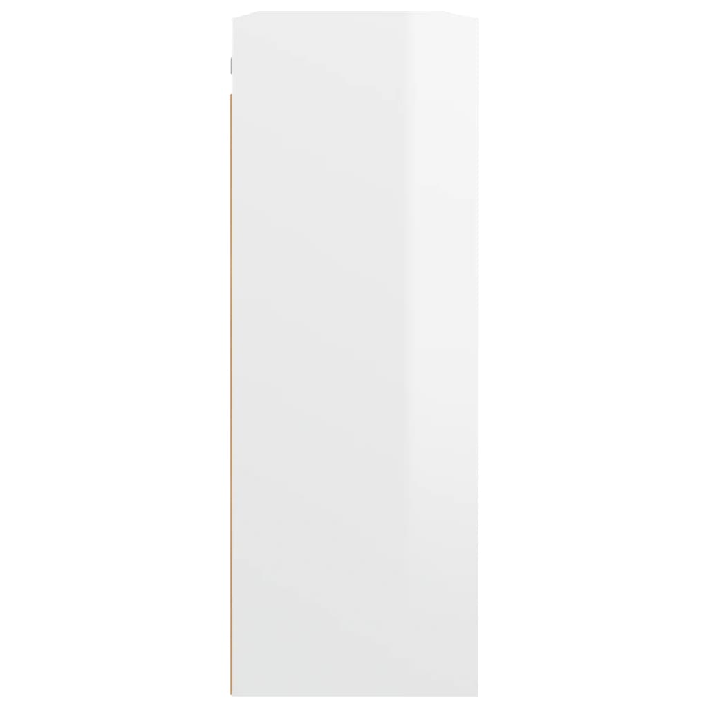 Armario de pared colgante blanco brillante 69,5x32,5x90 cm