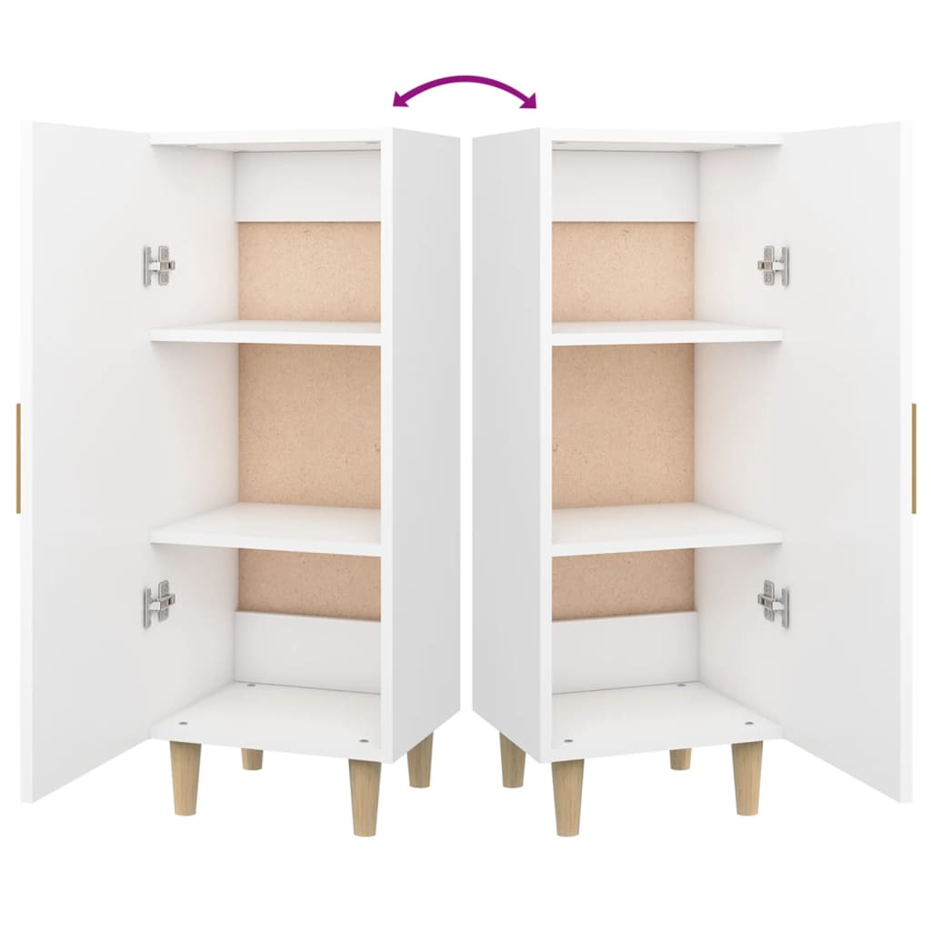 Aparador de madera contrachapada blanco 34,5x34x90 cm