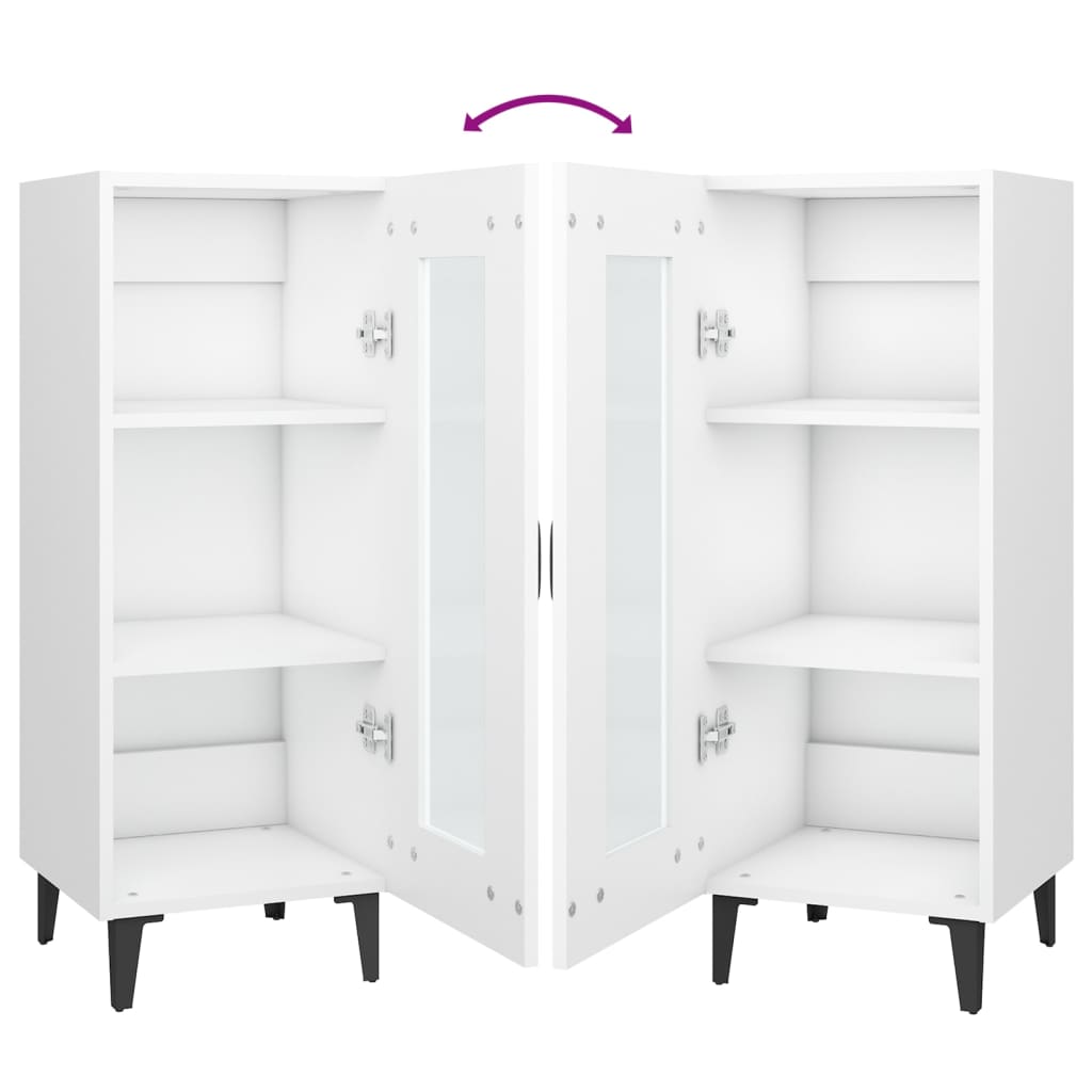 Aparador de madera contrachapada blanco 34,5x34x90 cm