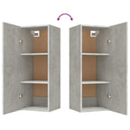 Armario de pared contrachapada gris hormigón 34,5x34x90 cm