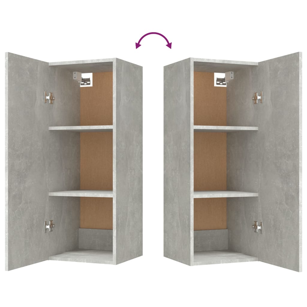 Armario de pared contrachapada gris hormigón 34,5x34x90 cm