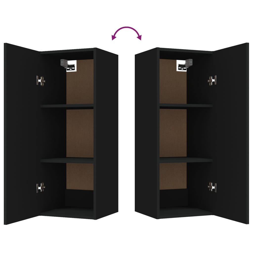 Armario de pared madera de ingeniería negro 34,5x34x90 cm
