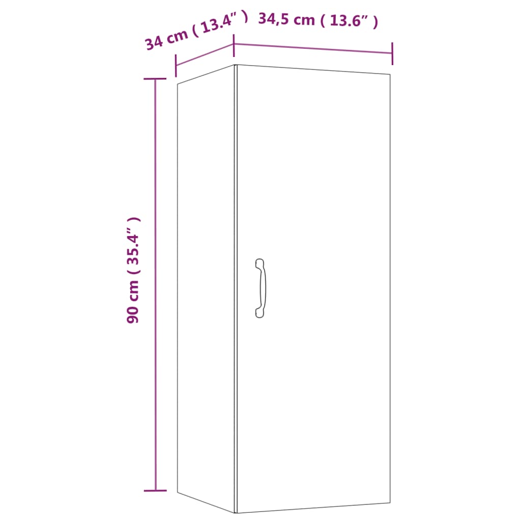 Armario de pared madera de ingeniería negro 34,5x34x90 cm