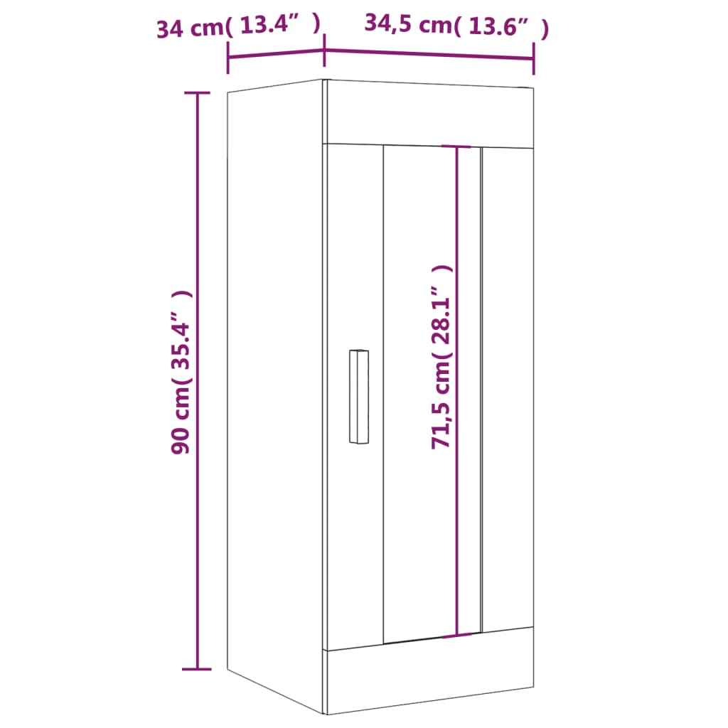 Armario de pared madera de ingeniería blanco 34,5x34x90 cm
