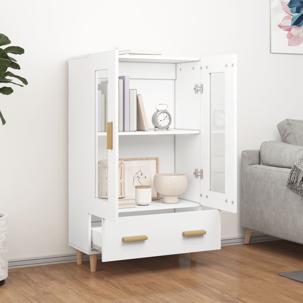 Aparador de madera contrachapada blanco 70x31x115 cm