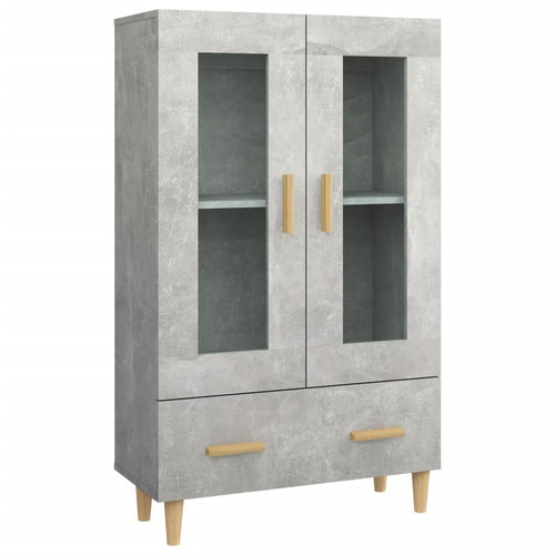 Aparador de contraplacado cinzento betão 70x31x115 cm