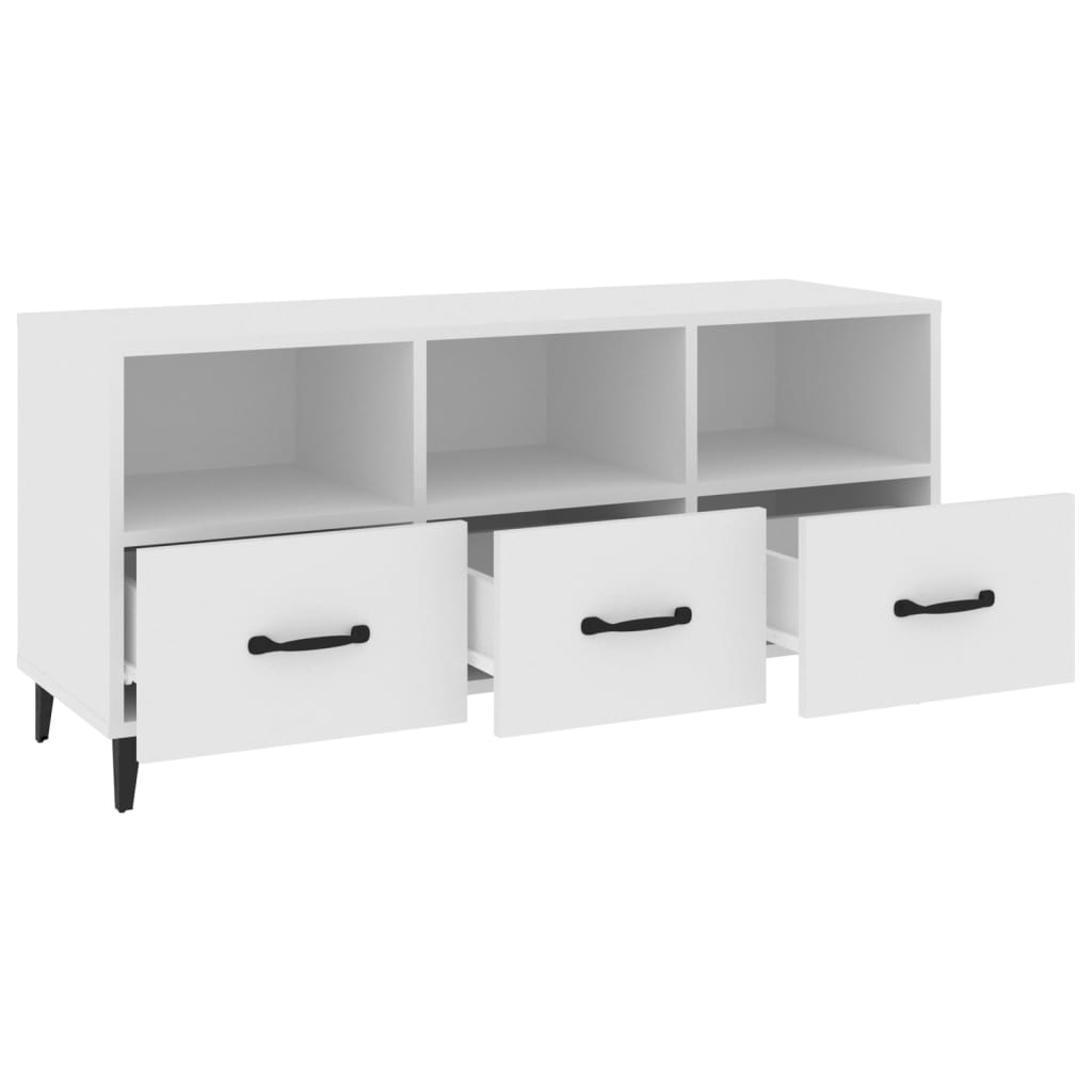 Mueble de TV madera contrachapada blanco 102x35x50 cm