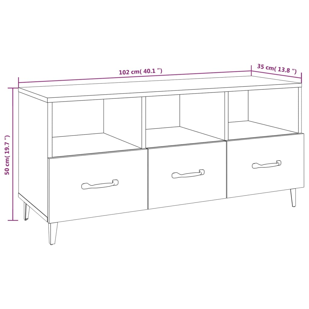Mueble de TV madera contrachapada blanco 102x35x50 cm