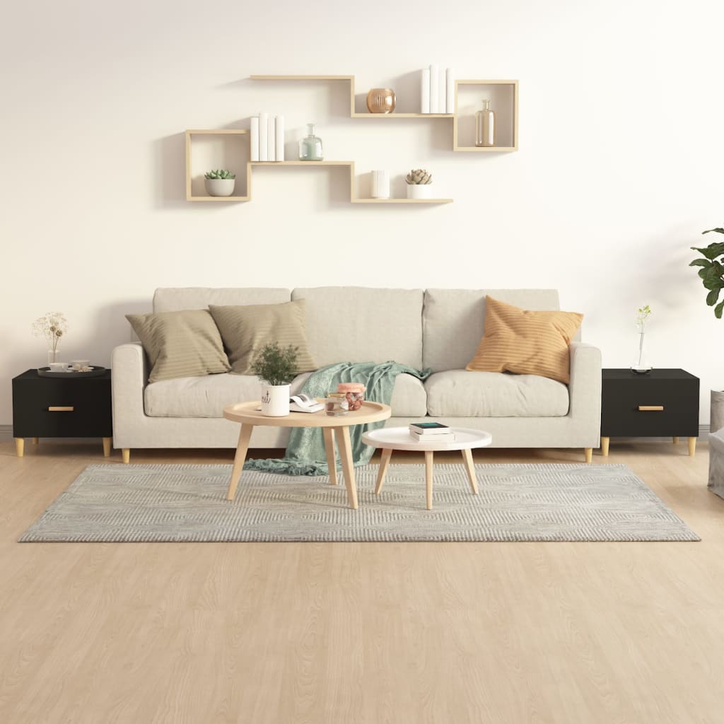 Mesa de centro 2 uds madera ingeniería blanco brillo 50x50x40cm