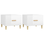 Mesa de centro 2 uds madera ingeniería blanco brillo 50x50x40cm