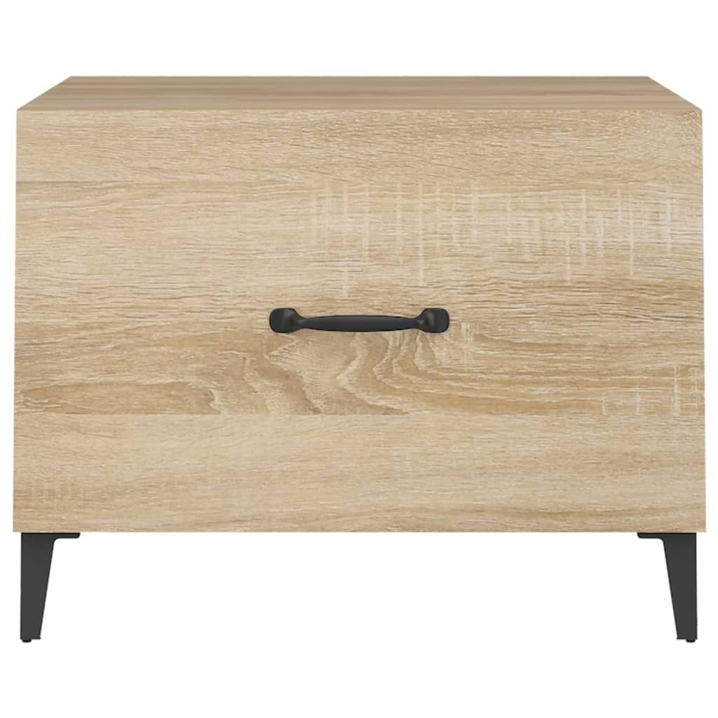 Mesa de centro con patas de metal 2 uds roble Sonoma 50x50x40cm