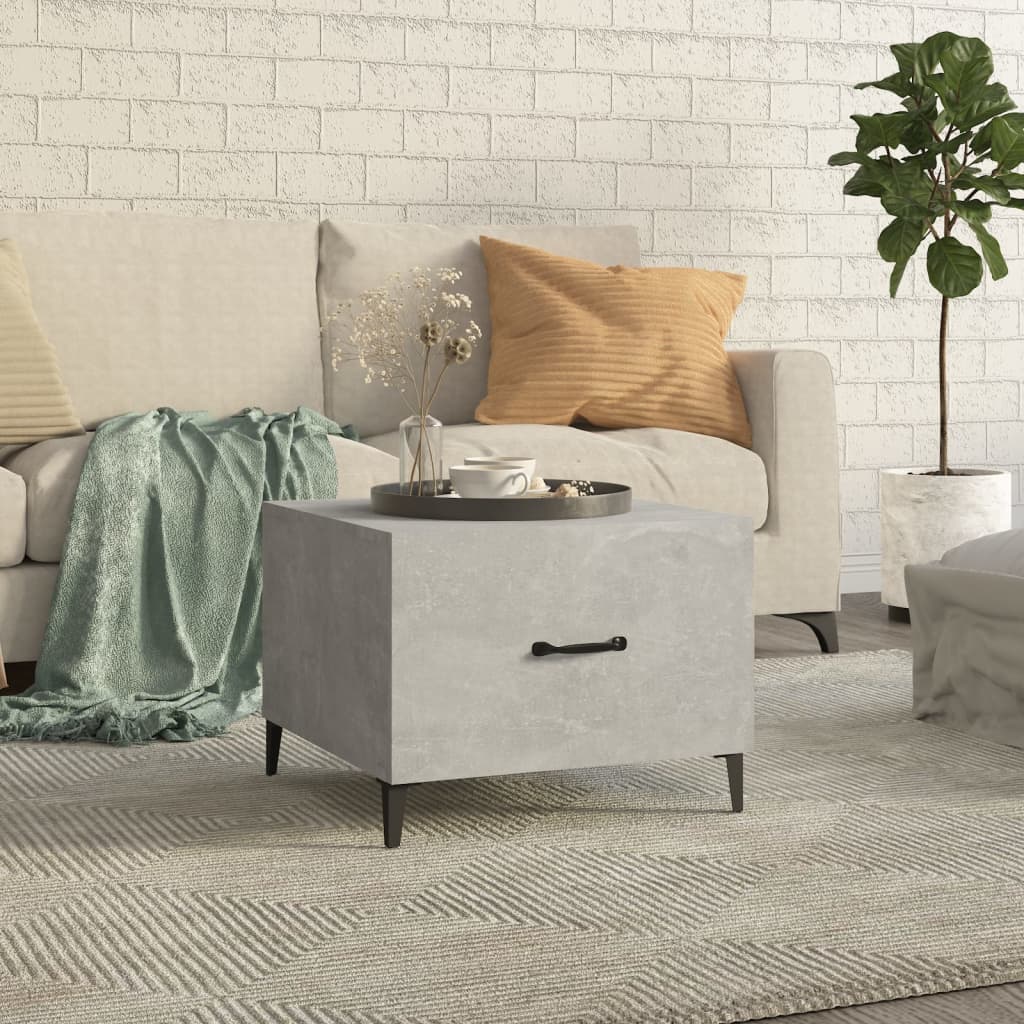 Mesa de centro con patas de metal 2 uds roble Sonoma 50x50x40cm