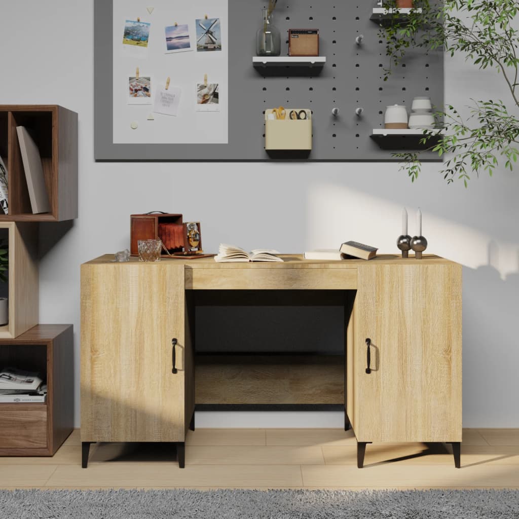 Escritorio de madera contrachapada blanco 140x50x75 cm