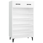 Zapatero de madera contrachapada blanco 60x35x105 cm