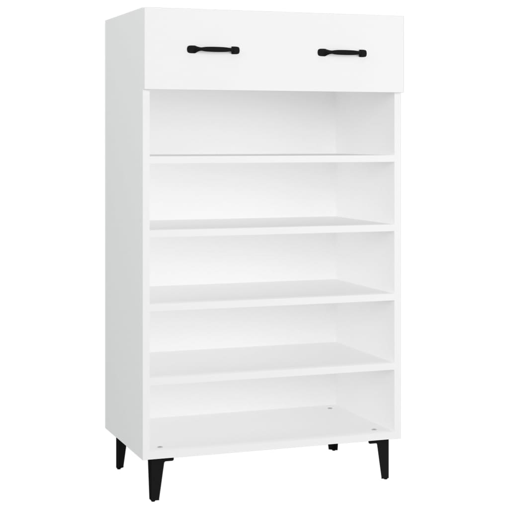 Zapatero de madera contrachapada blanco 60x35x105 cm